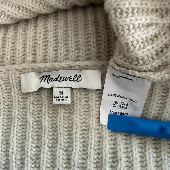 Madewell Woodside 100 Merino Wool Sweater Medium Relaxed Beige Preppy Boho EUC - Picture 7 of 8
